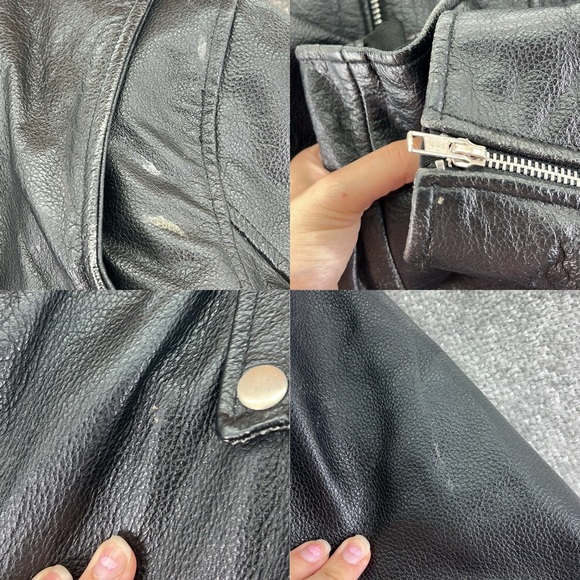 Milwaukee Long Sleeve Zip Motorcycle Jacket Black Leather Men XL Zip Out Liner - Picture 9 of 15